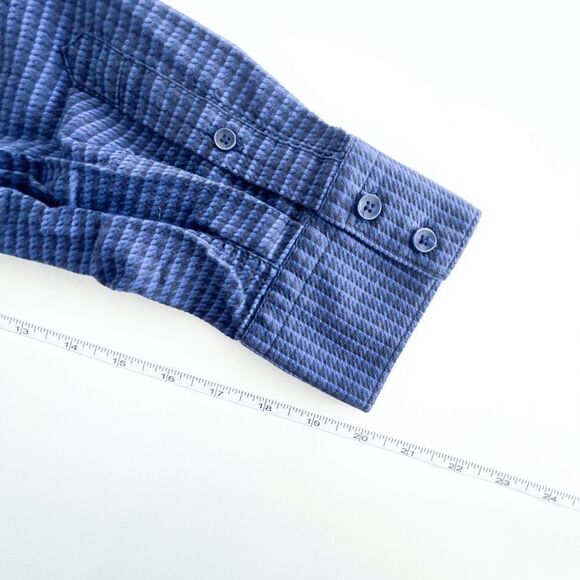 Bertigo Men's Collared Shirt Button Down Long Sleeve Textured Blue Large Medium - Picture 9 of 11